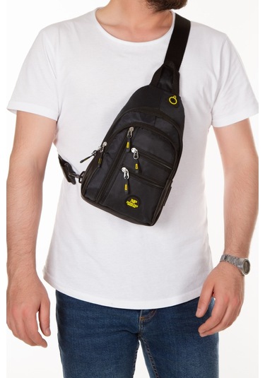 Newish Polo Erkek Kumaş Usb Kulaklık Çıkışlı Bodybag Göğüs Ve Omuz Çantası New172 - Siyah - Sarı
