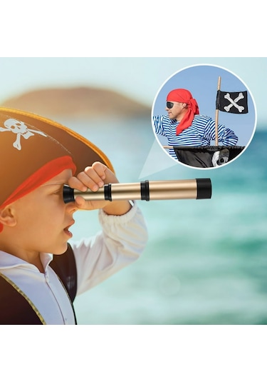 Suofeng Çocuk Korsan Tema Göstergeci Oyuncak - Teleskopik Tasarım, Parlak Görünüm, Dış Etkinlikler Ve Keşif İçin Altın Renkli