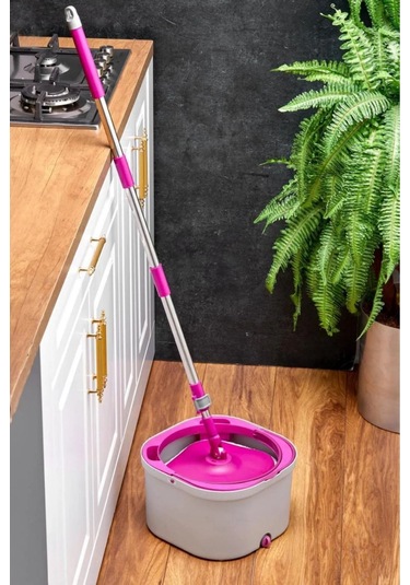 Çift Kovalı Otomatik Mop Temizlik Seti Temiz & Kirli Su Ayrışmalı, Kendini Sıkan Mikrofiber Paspas