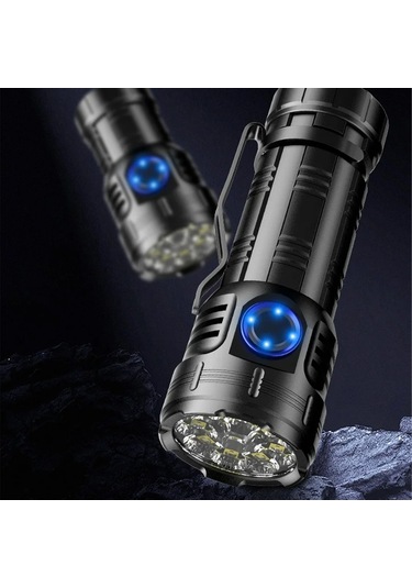 Yifomall 3050 Lumen Ultra Parlak F82 El Feneri, 8 Led Çok Fonksiyonlu, Taşınabilir, Dış Mekan Ve Tamir Için, Alüminyum Gövde, 26650 Pil Ve Çanta İçerir Siyah
