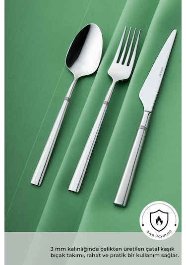 Emsan Penta 18 Parça 6 Kişilik Çatal Kaşık Bıçak Takımı Gümüş