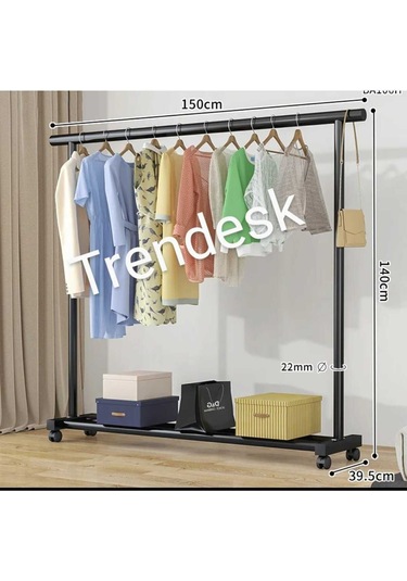 Metal Beyaz Konfeksiyon Askısı Ayaklı Askılık Elbise Askılığı Tekerlekli 150 140cm Beyaz