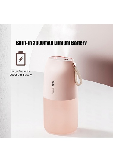 Dianziye Pembe Usb Şarjlı Çift Nozzle Ruhsatlı Nemlendirici: Sessiz Taşınabilir Otomobil/ofis/ev Kullanıma Uygun, Gece Lambalı Otomatik Kapatma Özelliği