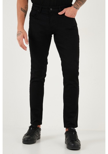 Buratti Pamuklu Regular Fit Normal Bel Boru Paça Jeans Erkek Kot Pantolon 2211C01Parma Siyah