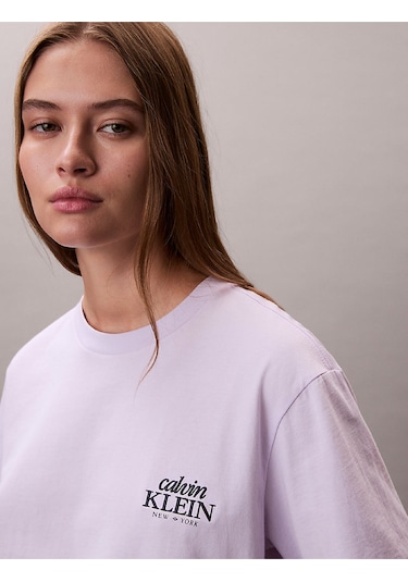 Calvin Klein Bayan T Shirt Lv047f801g 3oq Lila Lila