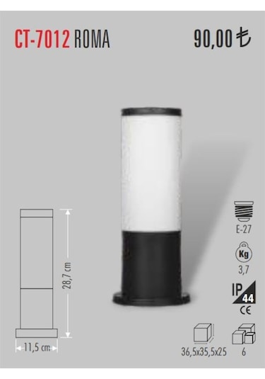 Cata Ct-7012 Bahçe Duvar Aydınlatma E27 Duylu Beyaz - Siyah