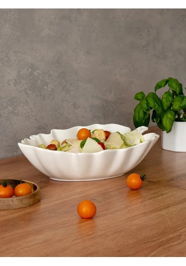 Korall Beyaz Salata Kasesi "yaprak" Porselen 29 Cm 417739280 Beyaz