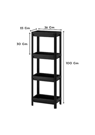 Omaş Household Product 4 Katlı Siyah Banyo Raf Ünitesi Dolap