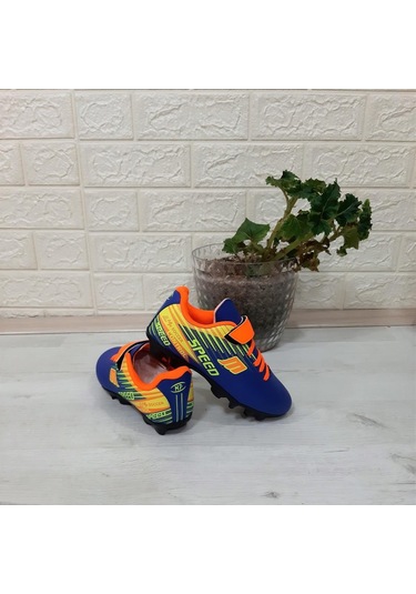 Mpone 1369 Mavi-turuncu Krampon Çim Saha Futbol Ayakkabı 001