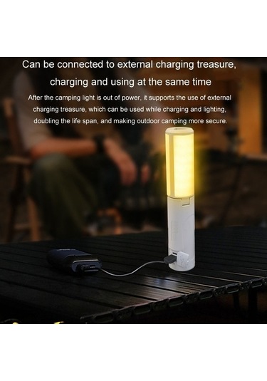 Maoyaya 3500mah Taşınabilir El Lambası M26, Katlanabilir, Üçlü Yaprak Kanca, Çok Fonksiyonlu Kamp Işığı Beyaz Beyaz