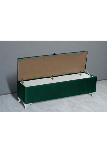 Vetra Sandıklı Bench Puf, Beyaz Yeşil