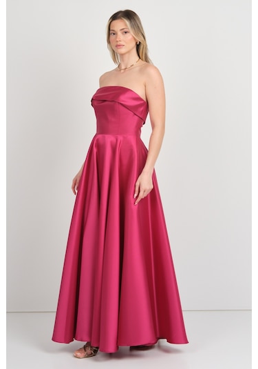 Doridorca Kadın Straplez Uzun Abiye Elbise 6068 Vişne Vişne