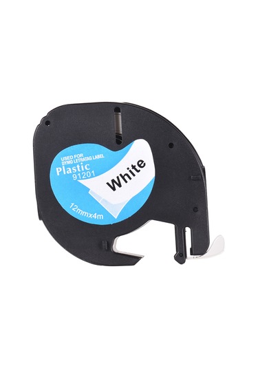 Yunboo Dymo Lt-100h Uyumlu Manuel Etiket Bandı 91201 - 12mm Genişlik 4m Uzunluk Beyaz Renk