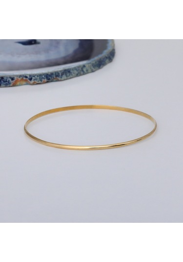 14 Ayar Mikron Altın Kaplama Düz Parlak Ajda Gümüş Bilezik - Bv00113 Altın