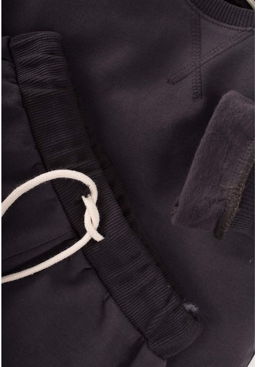 Cigit Basic Karyoka Detaylı Sweatshirt Takım 3-8 Yaş Antrasit Antrasit