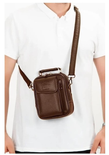 Newish Polo Postacı Kasalı Kapaklı Cepli El Çantası Küçük Boy-suni Deri Koyu Kahverengi