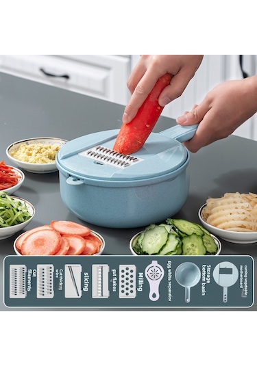 Hombey Mutfak Çok Amaçlı Sebze Dilimleyici, Patates İpi Kesici, 8 Parça Yükseltilmiş Siyah Set, Ev Kullanıma Uygun, Hızlı Ve Kolay Kullanım