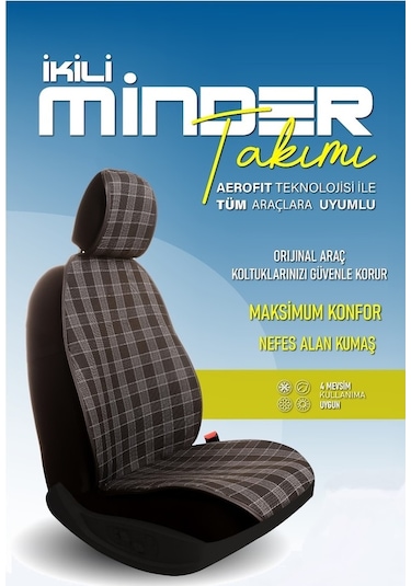 Volvo Xc40 Uyumlu Koltuk Minderi Ön 2'li Set Ekose Model