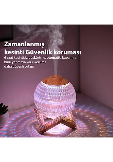 Sx-e346 Premium Küre Tasarımlı Oda Nemlendirici Led Ambiyans Işıklı Soğuk Buhar Difüzör