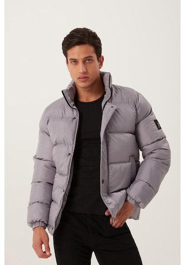 Polo State Erkek Regular Fit Şişme Mont Gri