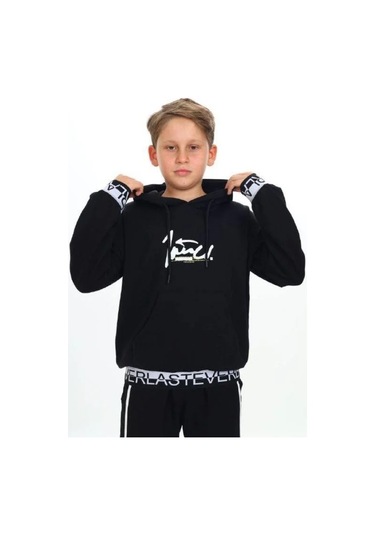 Çocuk Kapüşonlu Kind Yazılı Sweatshirt-14820 Siyah