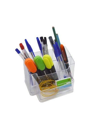 Ark Masaüstü Kalemlik Şeffaf 6 Bölmeli Organizer Kod:766