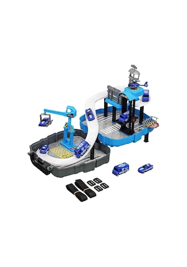 Heroes Toys Çantalı Polis Seti Arabalı Ern-2015 Mavi,sırt Çantalı Taşınabilir Oyuncak Polis Garaj Seti