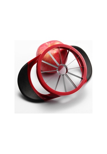 Xindoker Ev İçin Çelik Meyve Dilimleyici - 12 Parça Elma Kesici, Plastik Meyve Bölücü, Kolay Kullanım, Temizlenebilir Kırmızı-siyah, Pp Poşetli Diğer