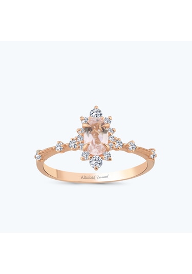 Altınbaş Pırlanta Morganite Taşlı Oval Yüzük Pnf004pmrg-14k