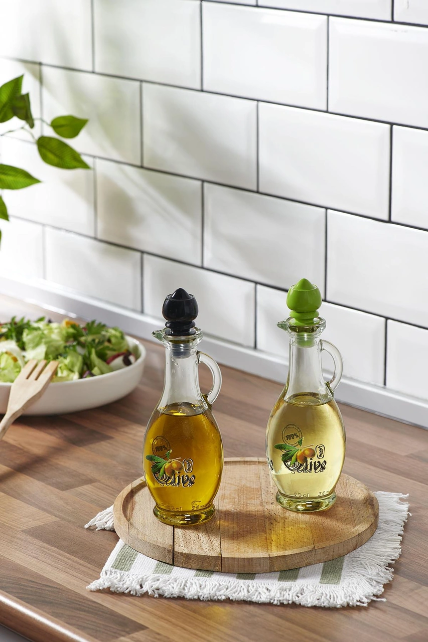 Renga Kibele Desenli 250 Ml Yeşil Kapaklı Cam Yağlık 152043 Yeşil