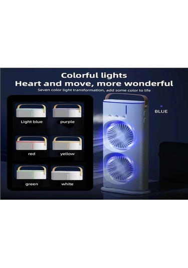 Yaozixa Usb Şarjlı Çift Lüftü Buhar Saçan Soğutucu Fan - Ev, Kamp, Yolculuk İçin Taşınabilir Nemlendirici Soğuk Hava Makinası