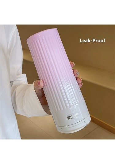 Shidai888 500 ML Taşınabilir Moda Paslanmaz Çelik Kahve Kupası Renk Değiştiren Tasarım Araba Termos Kupa Pembe Pembe