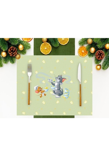 Home Green Tom & Jerry Kumaş Amerikan Servis 4'lü Set 35x50cm Çok Renkli