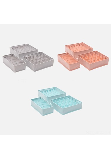 Ruicoo 3'lü Katlanabilir Çamaşır Organizer Seti - Sutyen, Çorap, Atkı Düzenleyici Gri