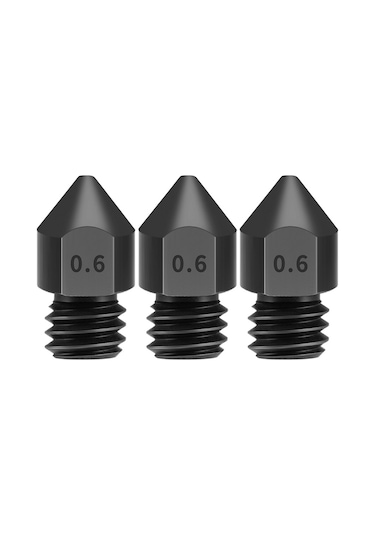 Geekyou 3 Adet Mk8 Sert Çelik Nozzle, 0.6mm Boyut, 3d Yazıcı Aksesuarı, 1.75mm Filament Uyumlu, Dayanıklı Ve Kuru Tabanlı