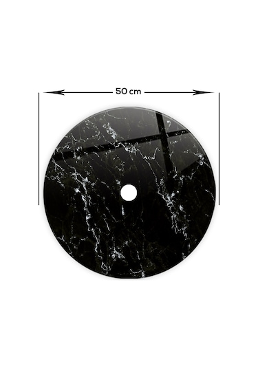 Cam Avize Göbeği | Siyah Mermer | Çap50Cm Çok Renkli