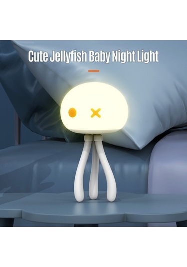 Prestigegoods Sevimli Denizanası Bebek Gece Lambası Kısılabilir Bebek Başucu Lambası Silikon Ç, Led, Masum Rüya Işıltısı Beyaz