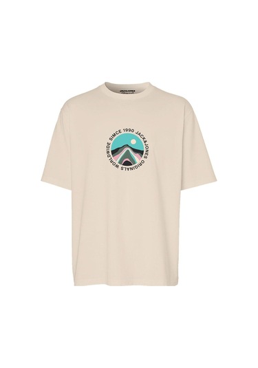 Jack &amp Jones Jorlafayette Tee Ss Crew Bej Erkek Kısa Kol T-shirt 000000000101961708 Bej