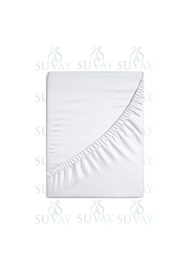 Suvay Penye Lastikli Çarşaf Tek Çift Kişilik Battal Boy %100 Pamuklu Lastikli Penye Çarşaf Beyaz