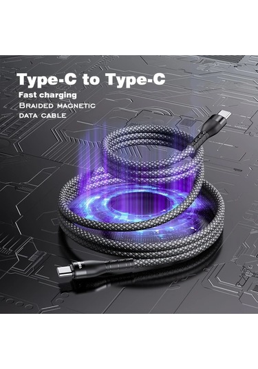 Xuweiwei 100w Magnetic Hızlı Şarj Kablosu Silvery 1.5m  15 16 Ve S24 S25 Uyumlu Seyahat Araç İçin