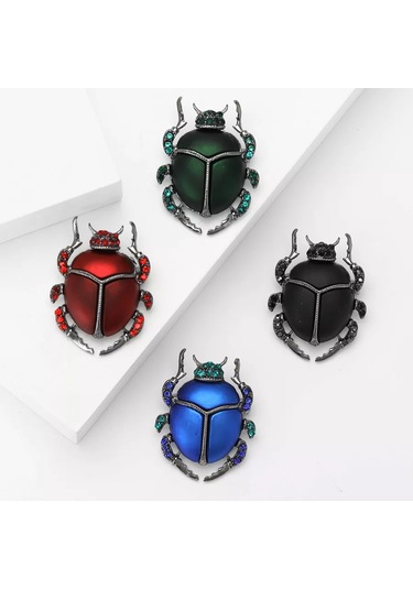 Amely Rid Broş "scarab Böceği" İğne Ve Pırlanta Taşlı Aksesuar 263258345 Yeşil