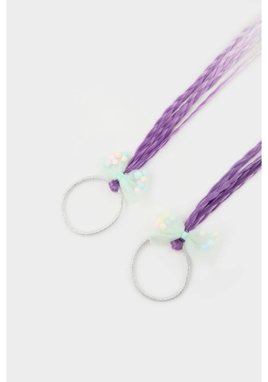 DeFacto Kız Çocuk 2'li Renkli Saçlı Lastik Toka E8119A8NSKR1