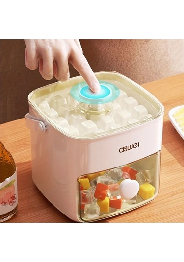 Dream011 Beyaz 1 Adet Buzdolabı Dondurucu Çift Katmanlı Buz Yapıcı 48 Buz Küpü Kapasiteli Buz Kutusu