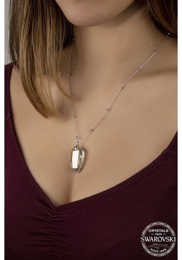 Union Swarovski Crystal Kadın Baget Kesim Gümüş Kolye