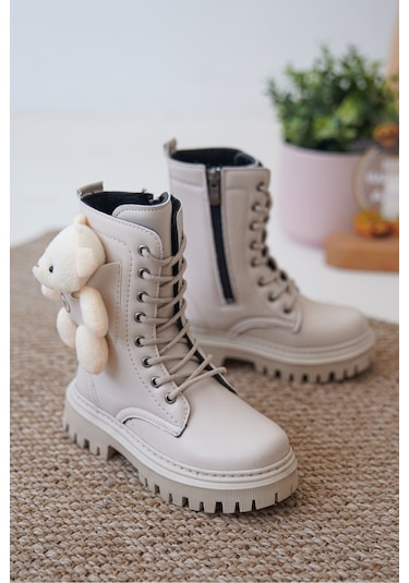 Daxtors D006 Günlük Ortopedik Ayıcıklı Kız Çocuk Botu Krem