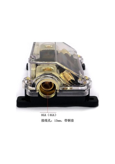 Fortunelane Araba Stereo Amplifikatör Subwoofer Sigorta Astarı 0/4 Gösterge Sline Anl Sigorta Tutucu Altın Seri + 200a Anl Sigort