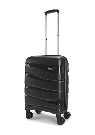 Wexta Wx-pp10 Dalgalı Siyah Kabin Boy Polipropılen Valiz Siyah