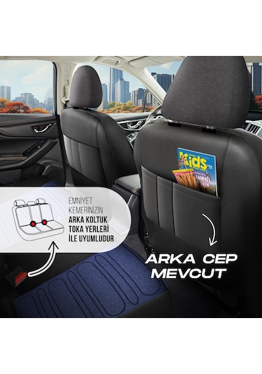 Panda Atlanta Serisi Keten Kumaş Oto Koltuk Kılıfı   - Tam Set