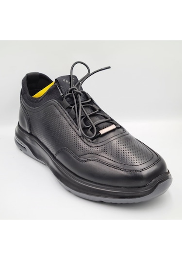 Greyder 18231 Siyah Hakiki Deri Erkek Günlük Deri Sneaker Siyah