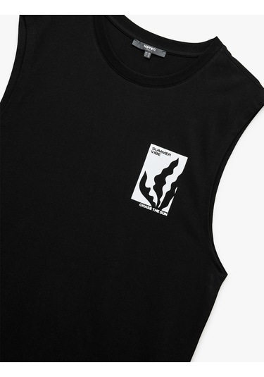 Koton Bisiklet Yaka Pamuklu Yaz Baskılı Kolsuz Atlet Siyah 5sam30022mk Siyah
